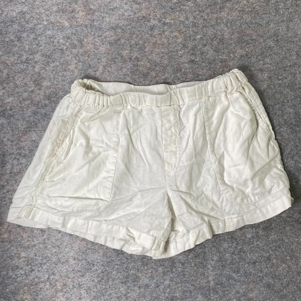 Banana Republic Womens Shorts Linen Blend Bermuda Sz M 4 White Paper Bag Beachy